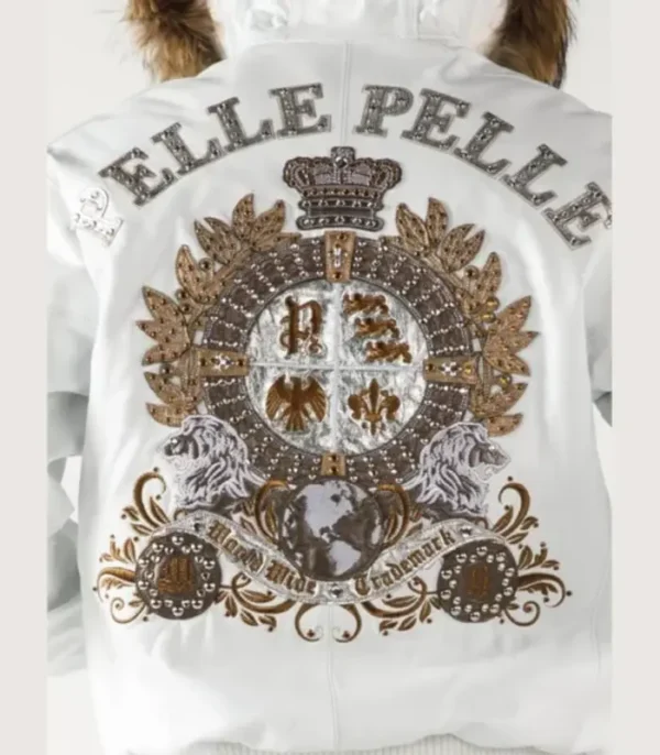 Pelle Pelle Men Marc Buchanan White Crest Fur Hooded Leather Jacket