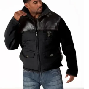 Pelle Pelle Mens Leather Yoke Bubble Black Jacket