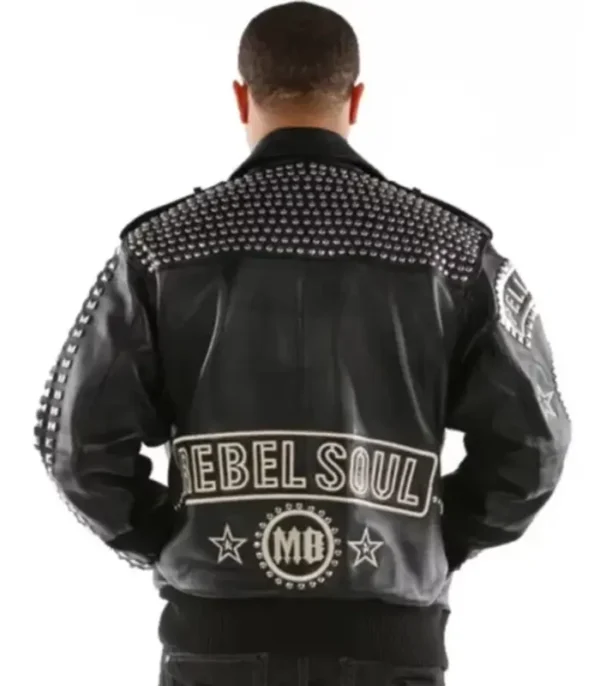 Pelle Pelle Men Nation Rebel Soul Studded Black Leather Jacket