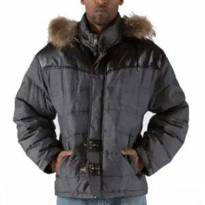 Pelle Pelle Shield Yoke Bubble Denim Grey Nylon Jacket