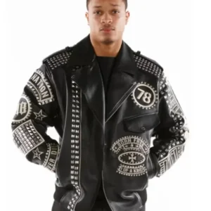 Pelle Pelle Men Nation Rebel Soul Studded Black Leather Jacket