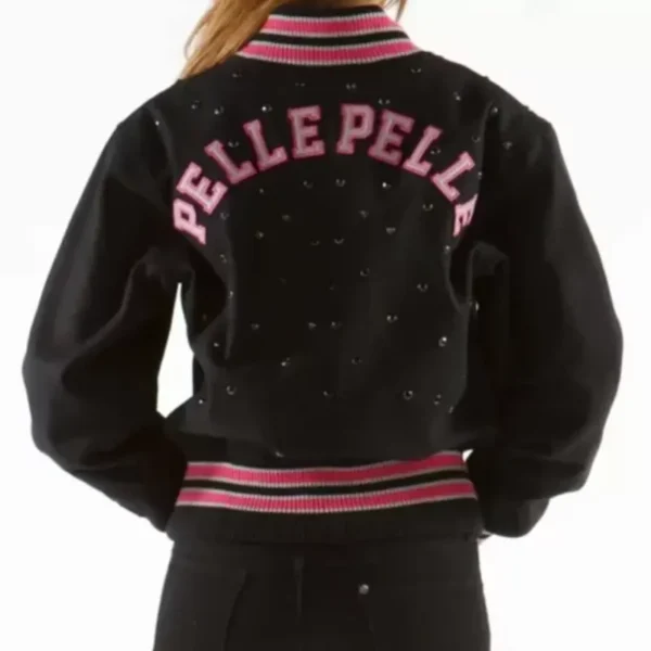Pelle Pelle Women Black Varsity Studded Jacket