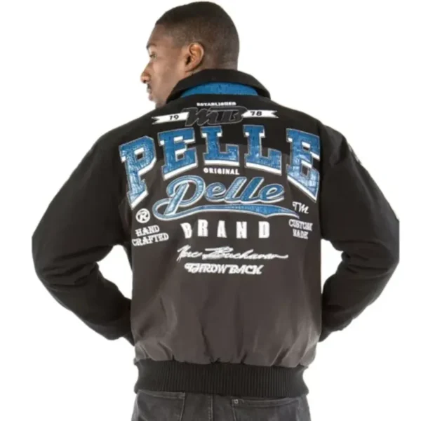 Pelle Pelle’s Mens Throwback Black Charcoal Wool Jacket